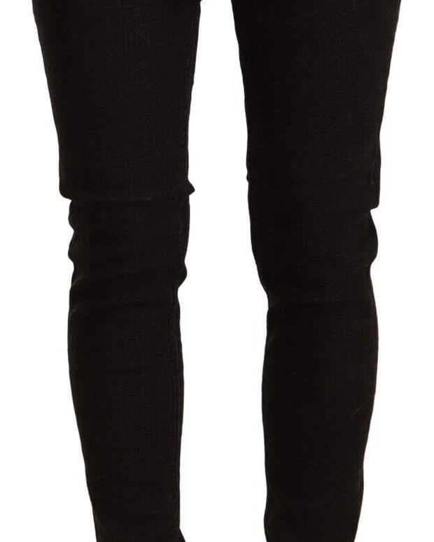 Black Cotton Low Waist Skinny Denim Jeans