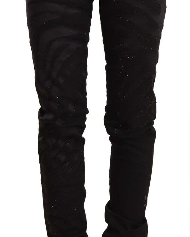 Black Mid Waist Embellished Skinny Jeans