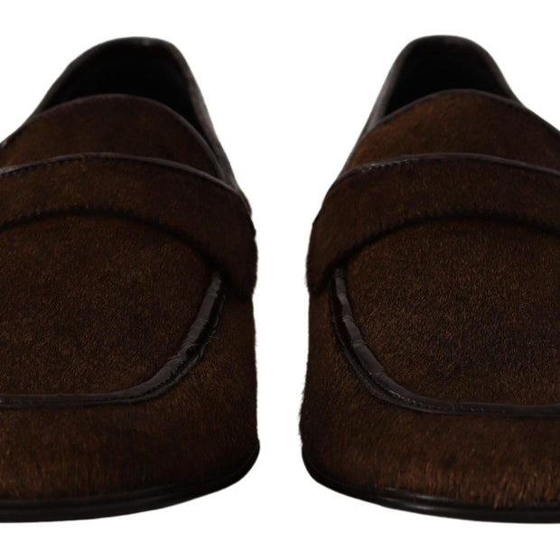 Elegant Brown Caiman Leather Loafers