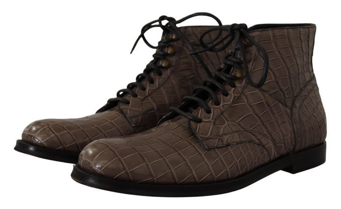 Elegant Crocodile Derby Brogue Boots