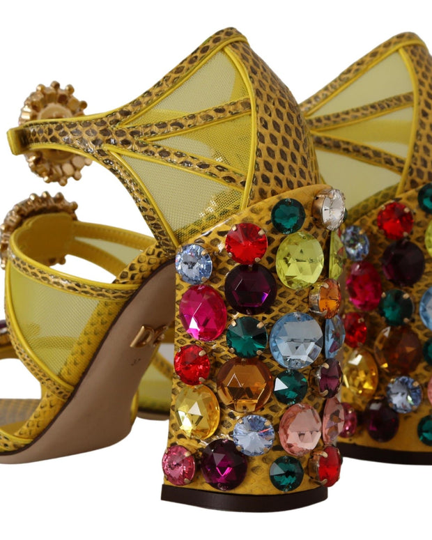 Yellow Leather Crystal Ayers Sandals Shoes