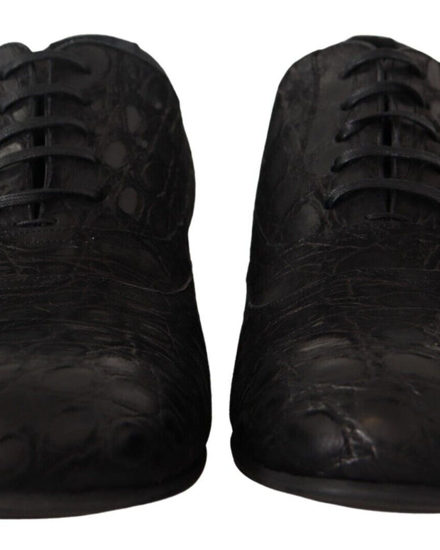 Black Caiman Leather Mens Oxford Shoes