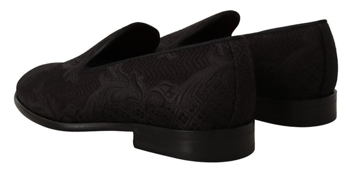 Black Floral Brocade Slippers