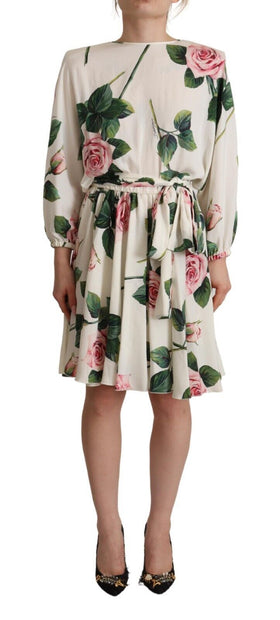 Elegant Silk Floral A-Line Dress