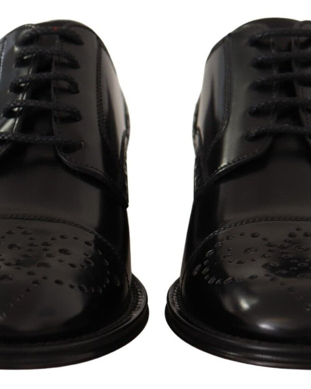 Black Leather Wingtip Mens Formal Derby Shoes