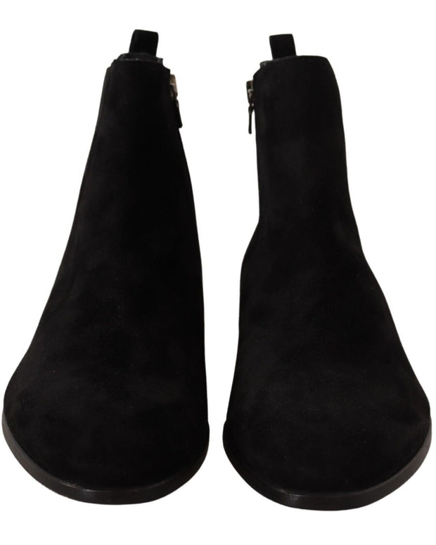 Black Suede Leather Chelsea Mens Boots Shoes