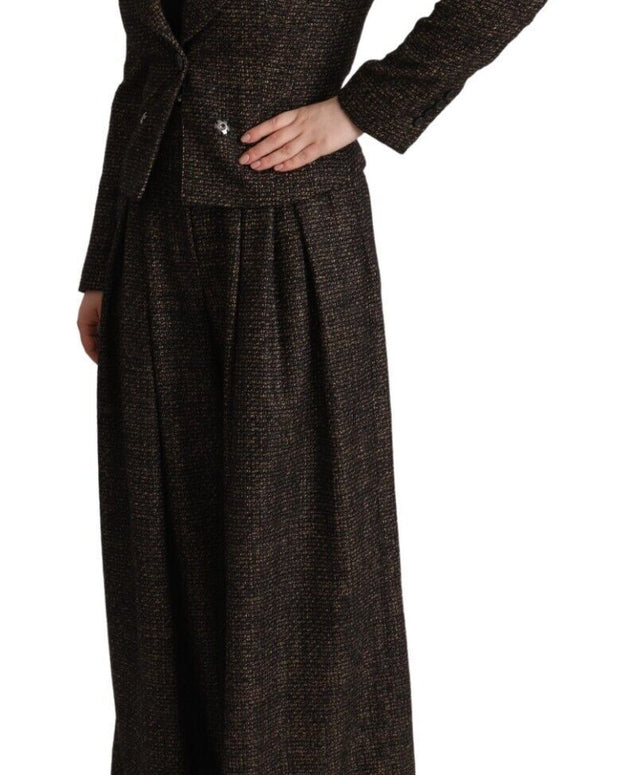 Dark Brown Wool Single Breasted 2 Pc Jacket Pants