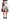 White Rose Print High Waist Midi A-line Skirt