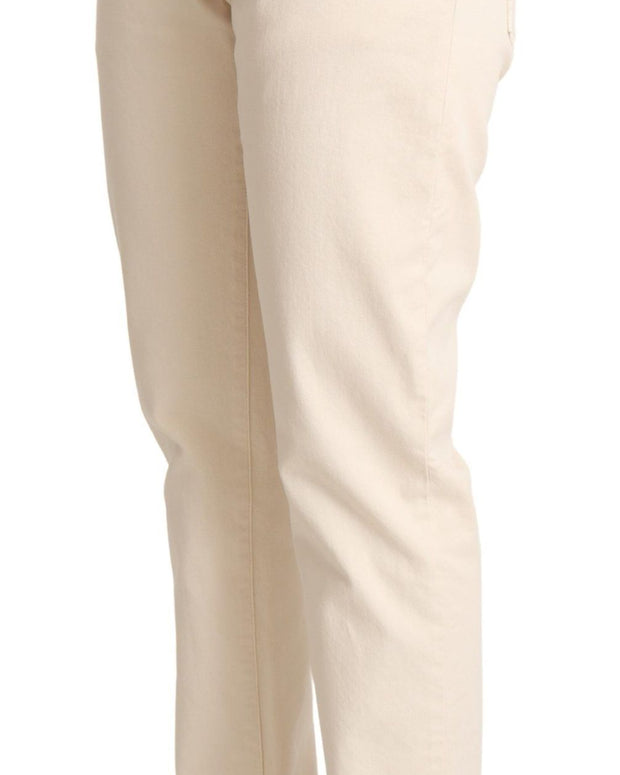 White Cotton Skinny Denim Women Jeans Pants