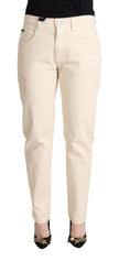 White Cotton Skinny Denim Women Jeans Pants