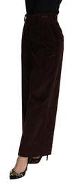 Black Cotton High Waist Trouser Wide Leg Pants