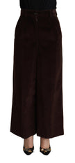 Black Cotton High Waist Trouser Wide Leg Pants