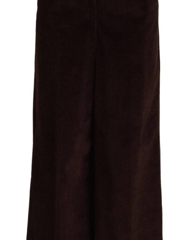 Black Cotton High Waist Trouser Wide Leg Pants