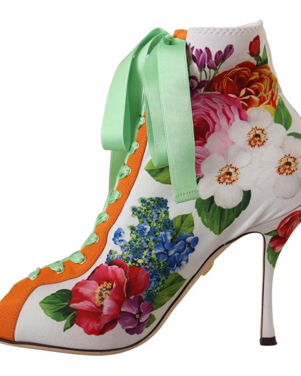 White Jersey Stretch Boots Open Toes Heels Shoes