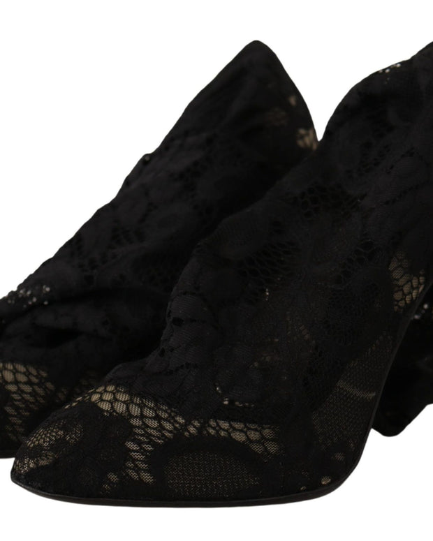 Black Stretch Socks Taormina Lace Boots Shoes