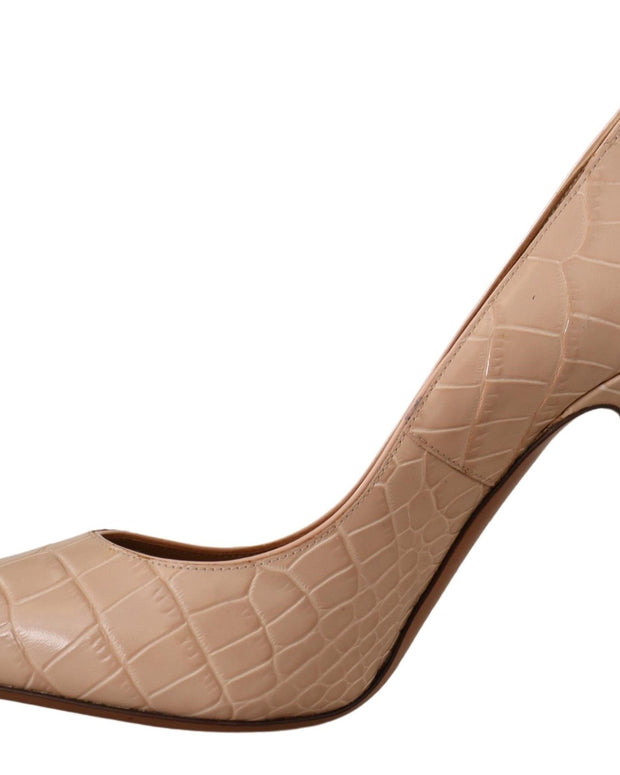 Beige Leather Bellucci Heels Pumps Shoes
