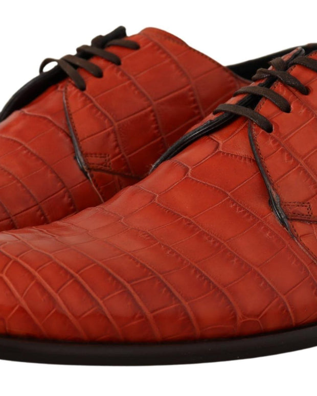 Orange Exotic Leather Dress Derby Shoes