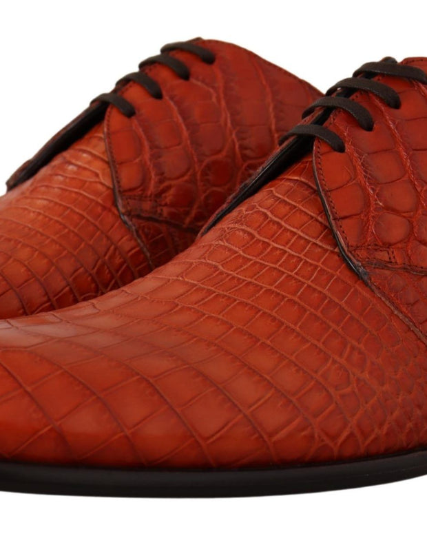 Orange Exotic Leather Dress Derby Shoes