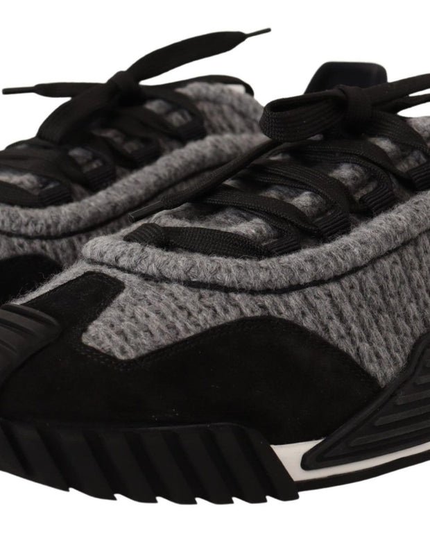 Black Gray Fabric Lace Up NS1 Sneakers Shoes
