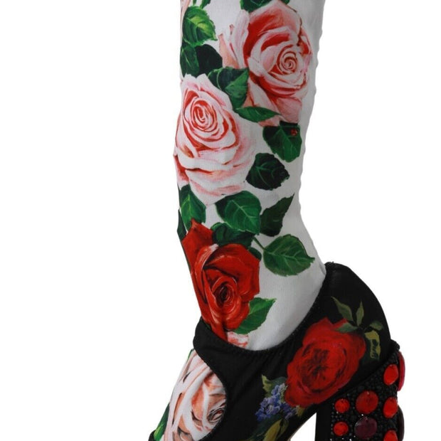 Floral Embellished Socks Boots