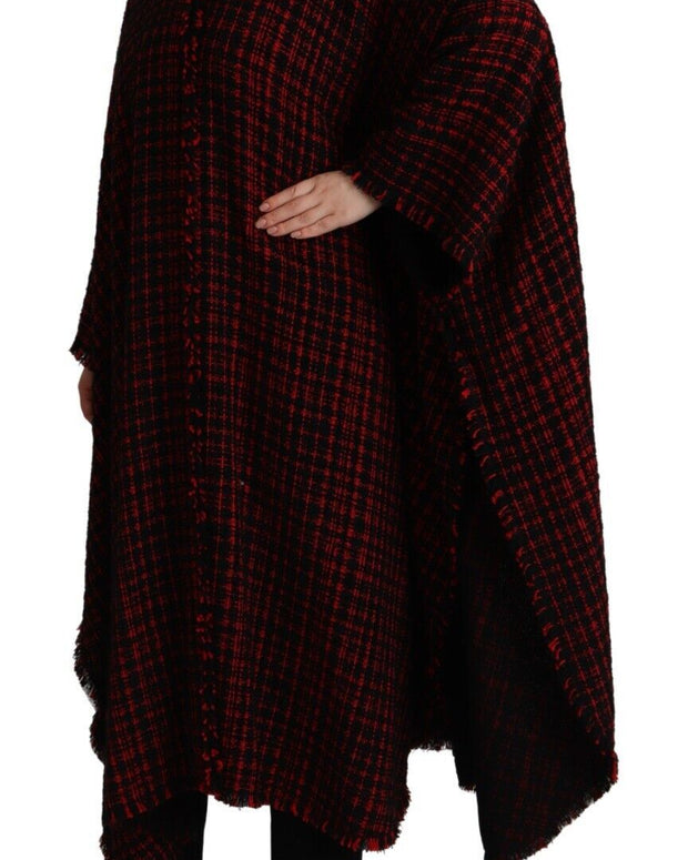 Black Red Cotton Checkered Over Coat Jacket