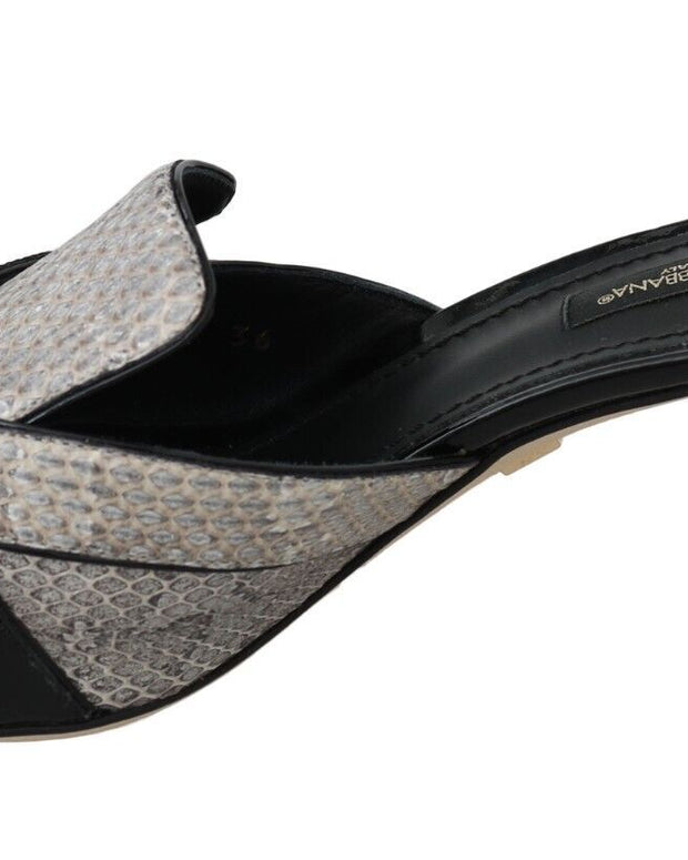 Black Gray Exotic Leather Crystals Sandals Shoes