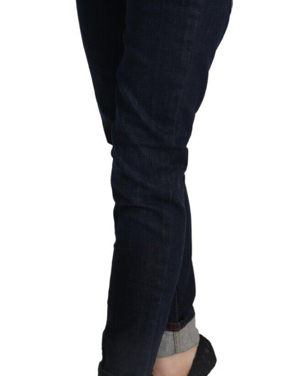 Blue Cotton Low Waist Slim Fit Denim Women Trouser Jeans
