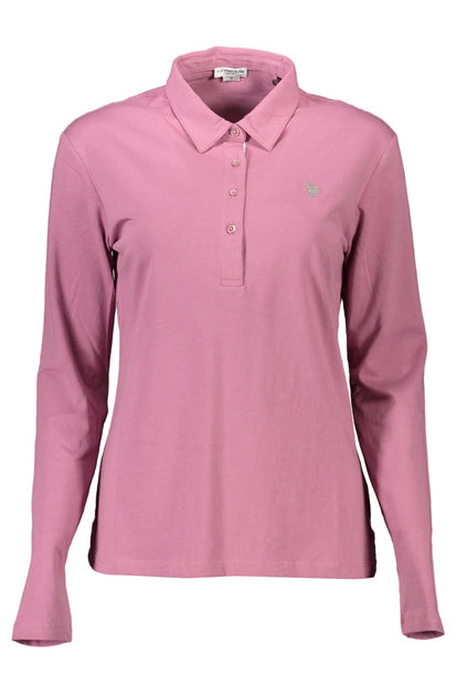 Pink Cotton Women Polo Shirt