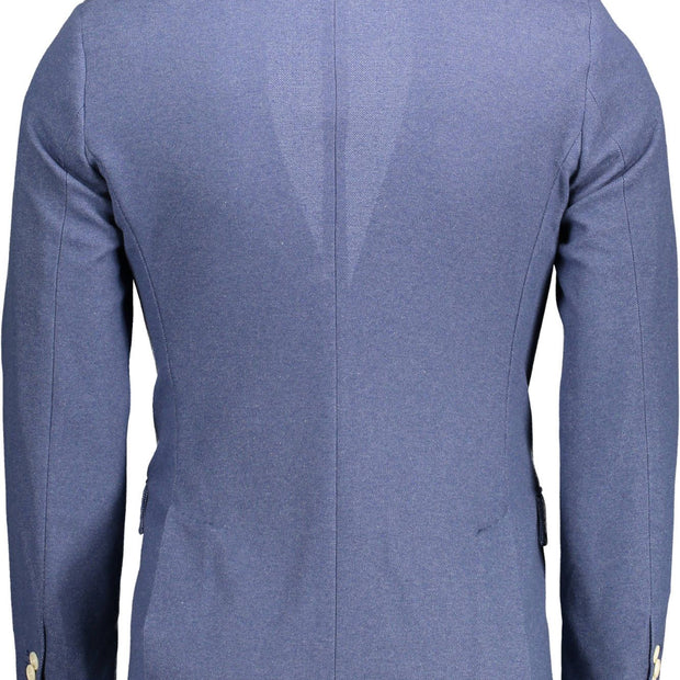 Blue Polyester Men Jacket