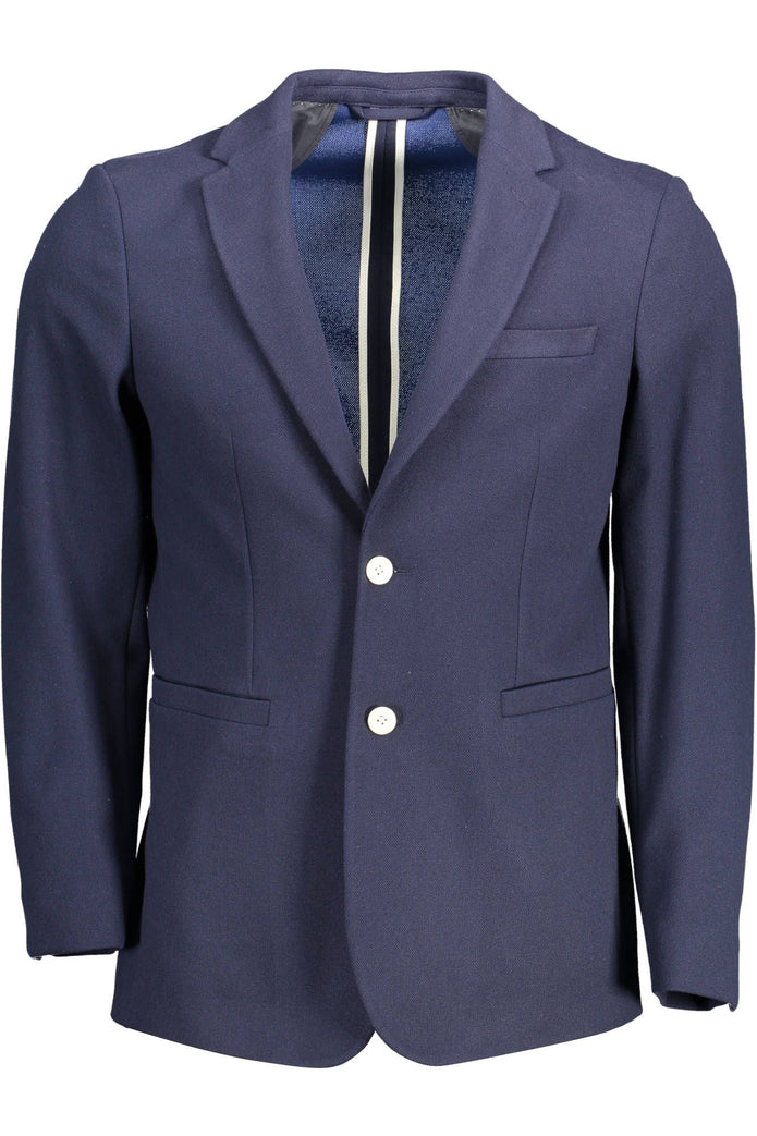 Blue Polyester Men Jacket