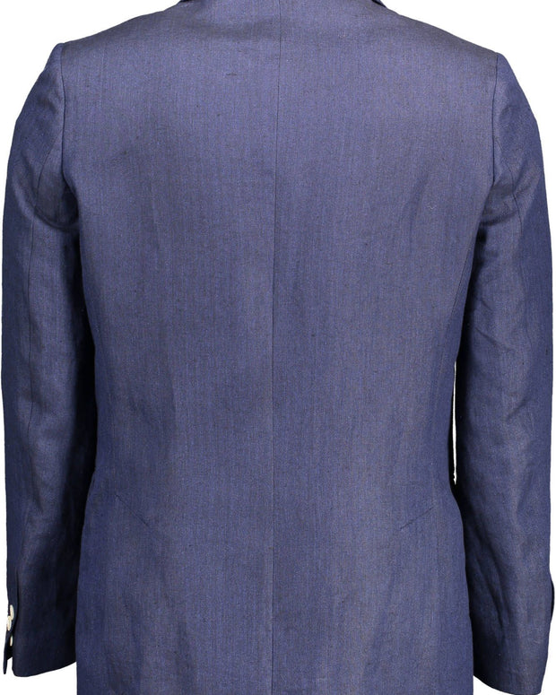 Elegant Blue Linen Classic Jacket