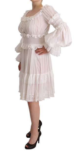 Elegant Off-Shoulder Ruffled Dress in White