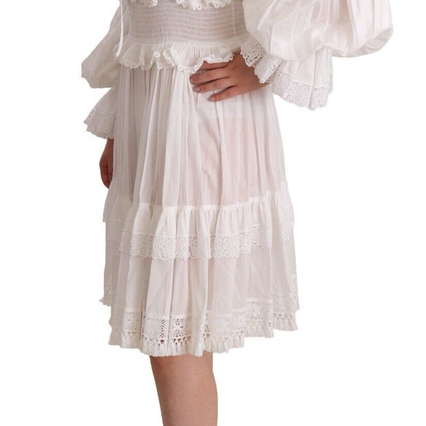 Elegant Off-Shoulder Ruffled Dress in White