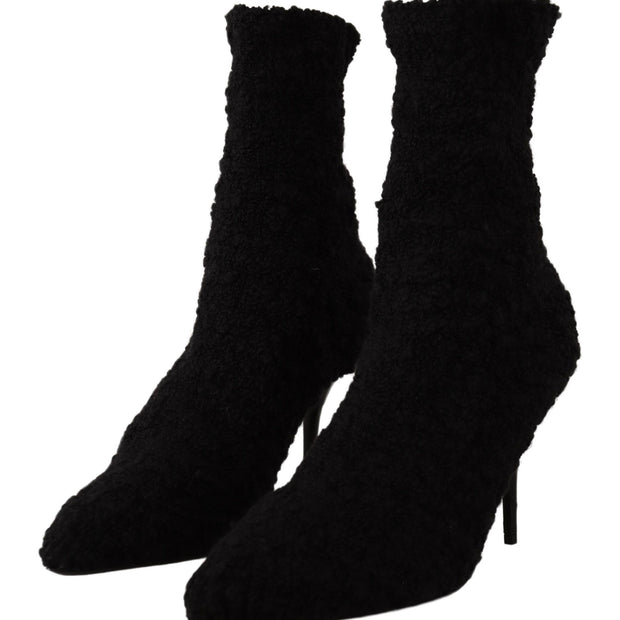 Elegant Black Mid-Calf Viscose Boots