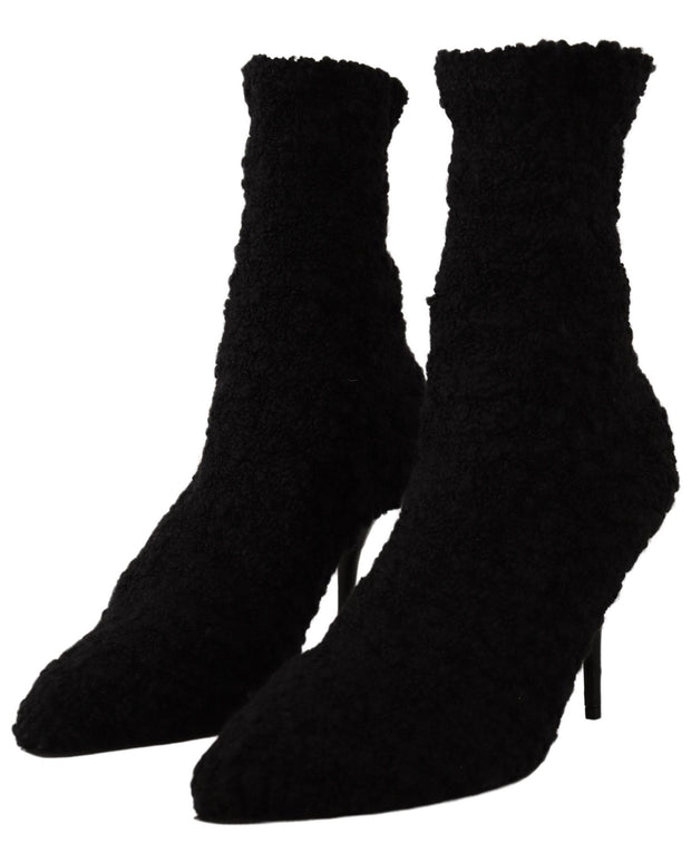 Black Stiletto Heels Mid Calf Women Boots