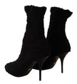 Elegant Black Mid-Calf Viscose Boots