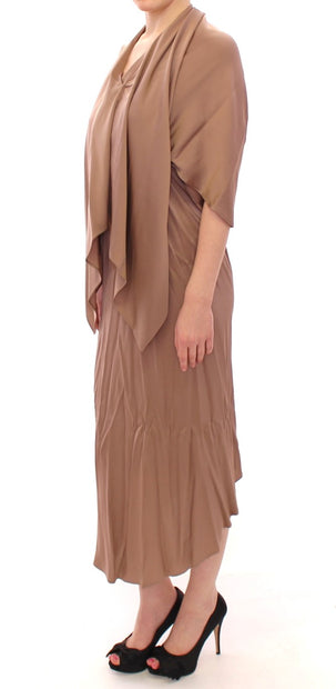 Elegant Brown Silk Shift Dress