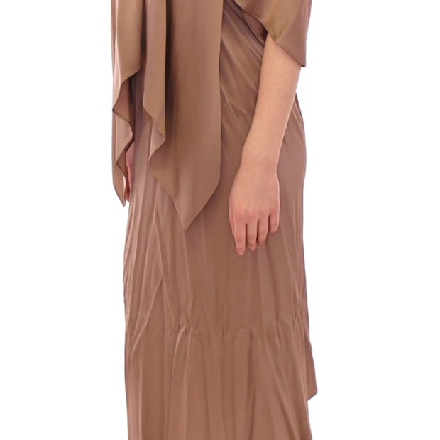 Elegant Brown Silk Shift Dress