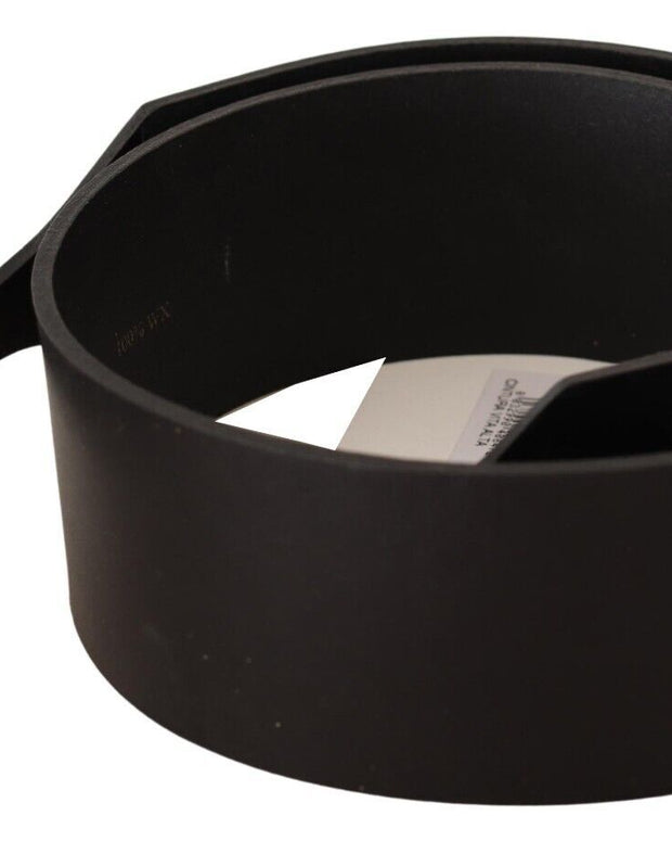 Chic Leather Fashion Belt with Silver-Tone Buckle