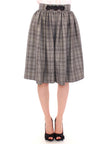 Elegant Gray Checkered Wool Shorts Skirt