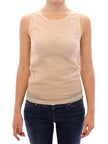 Beige Sleeveless Cotton Top Tank Blouse