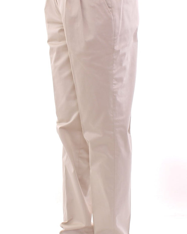 Beige Cotton Chinos Pants