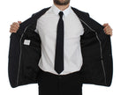 Gray Striped Slim Fit Wool Blazer