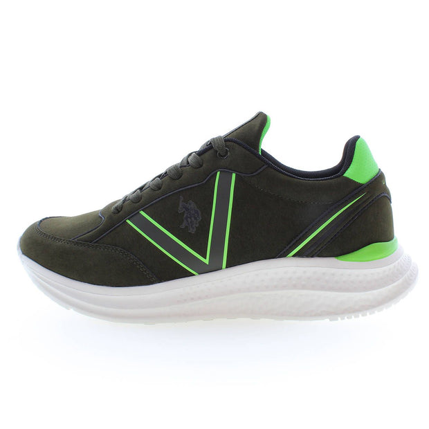 Green Polyester Men Sneaker