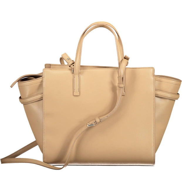 Beige Polyester Women Handbag