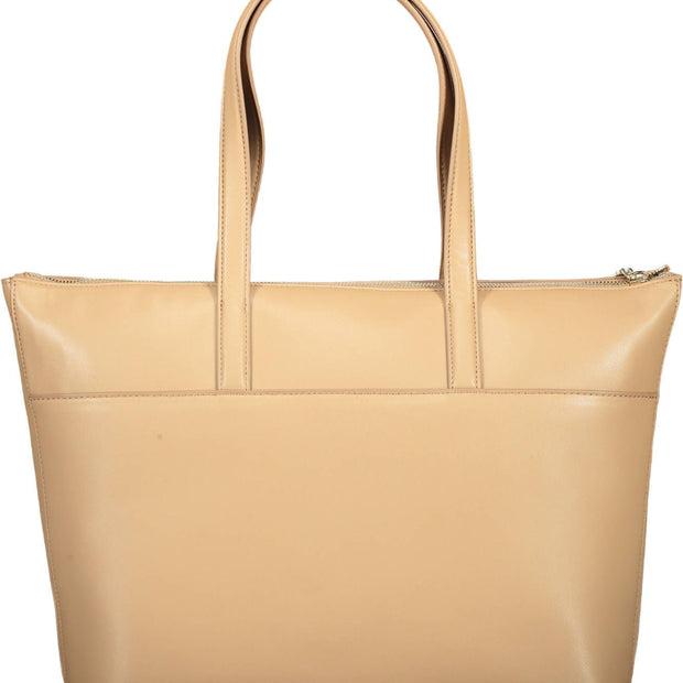 Beige Polyester Women Handbag