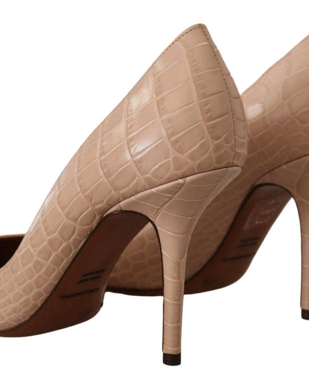 Beige Nude Leather BELLUCCI Heels Pumps Shoes