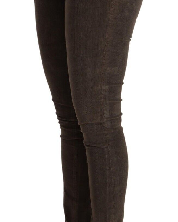 Brown Cotton Slim Fit Denim Low Waist Jeans