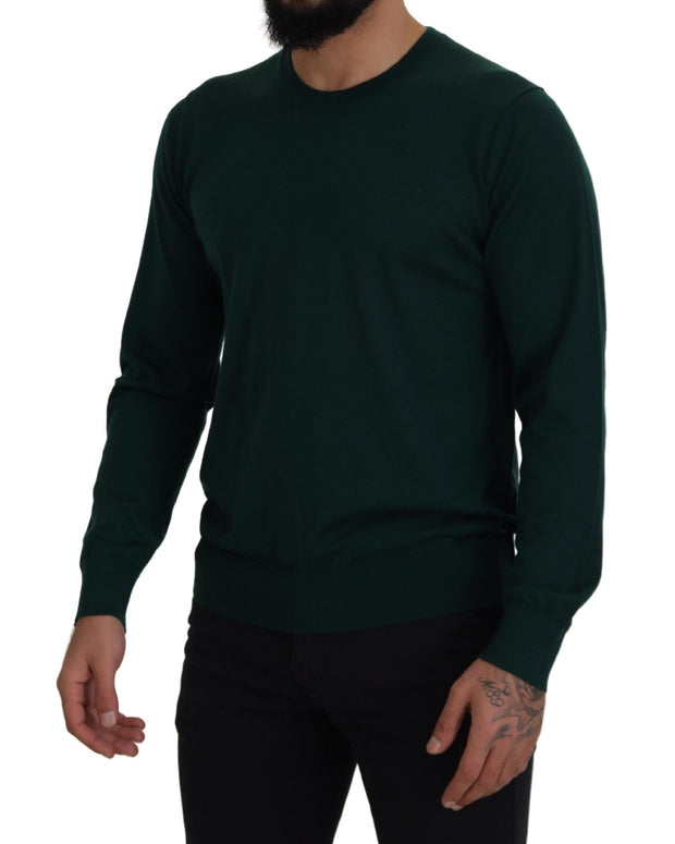 Green Cashmere Crewneck Pullover Sweater