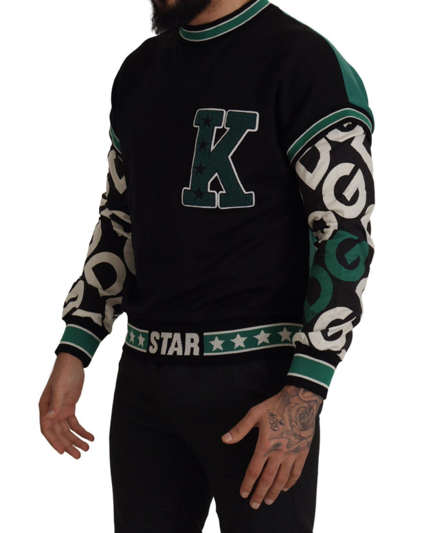 Black Green Cotton KING Star Crewneck Pullover Sweater